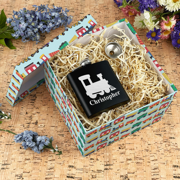 Trains Gift Boxes with Lid - Canvas Wrapped - X-Large - In Context