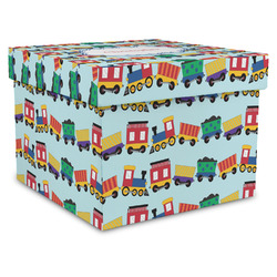 Trains Gift Box with Lid - Canvas Wrapped - XX-Large (Personalized)
