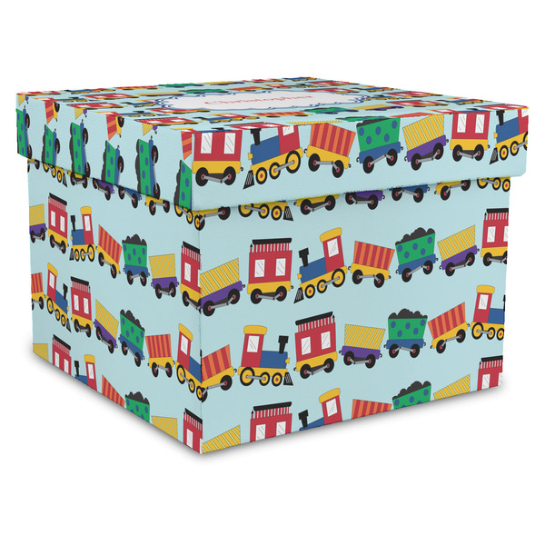 Custom Trains Gift Box with Lid - Canvas Wrapped - XX-Large (Personalized)