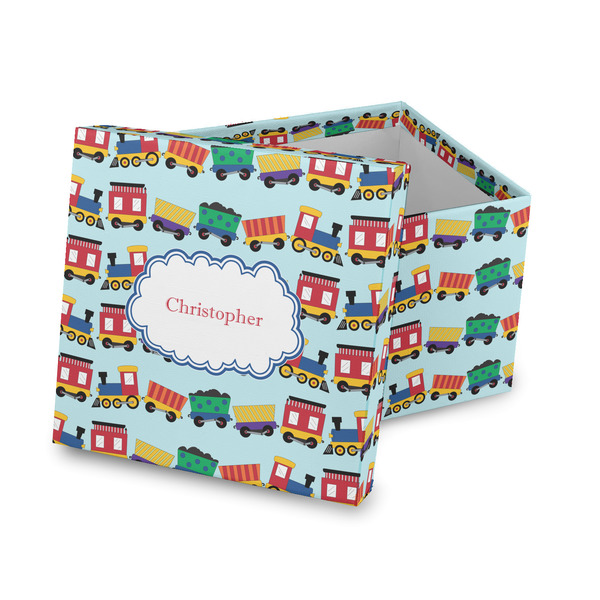 Custom Trains Gift Box with Lid - Canvas Wrapped (Personalized)
