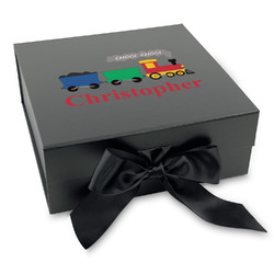 Trains Gift Box with Magnetic Lid - Black (Personalized)