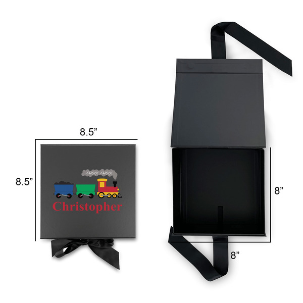 Trains Gift Boxes with Magnetic Lid - Black - Open & Closed