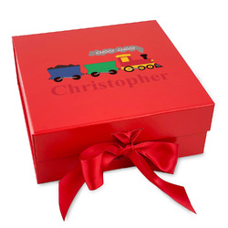 Trains Gift Box with Magnetic Lid - Red (Personalized)