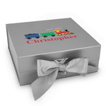 Trains Gift Box with Magnetic Lid - Silver (Personalized)