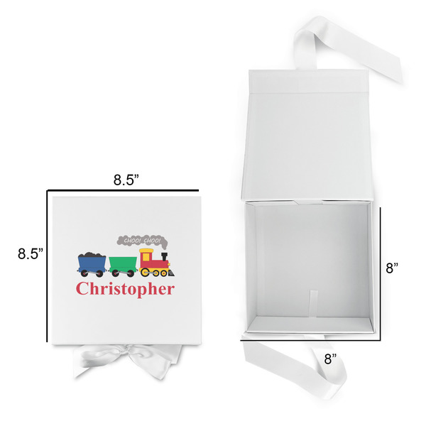 Trains Gift Boxes with Magnetic Lid - White - Open & Closed