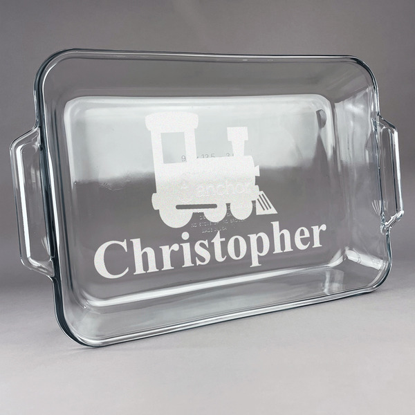 Custom Trains Glass Baking and Cake Dish (Personalized)