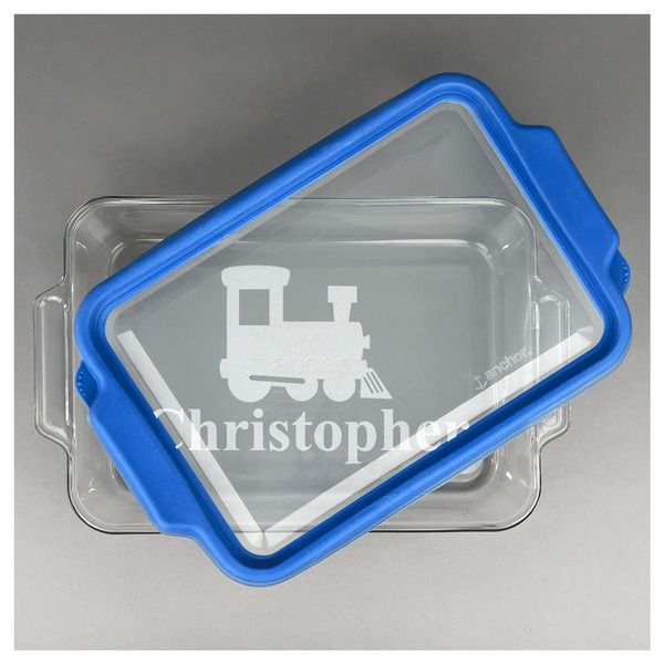 Trains Glass Baking Dish - FRONT w/ LID (13x9)
