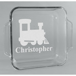 Trains Glass Cake Dish - 8in x 8in (Personalized)