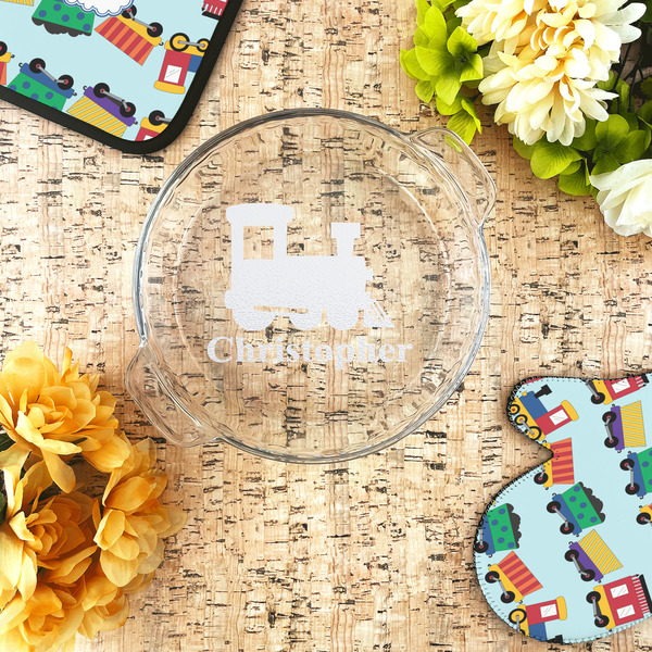 Trains Glass Pie Dish - LIFESTYLE
