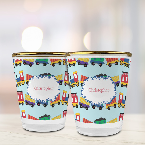 Trains Glass Shot Glass - with gold rim - LIFESTYLE