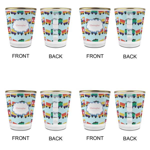 Trains Glass Shot Glass - with gold rim - Set of 4 - APPROVAL