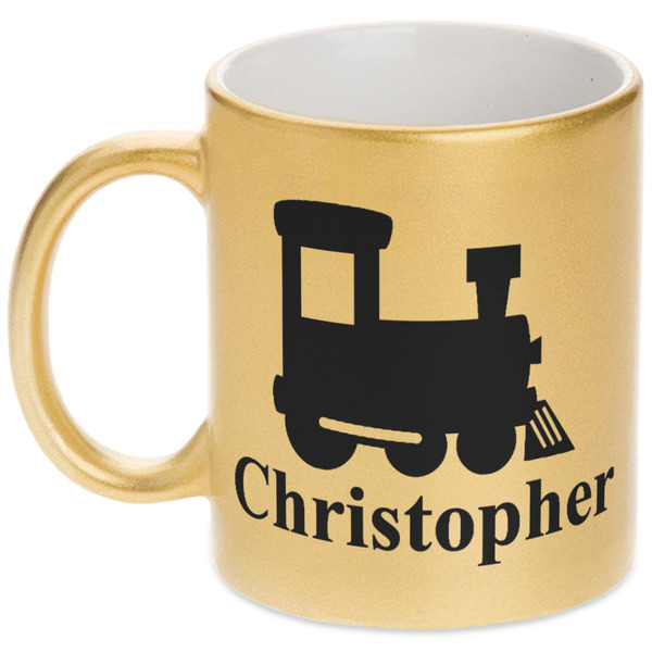 Custom Trains Metallic Gold Mug (Personalized)