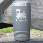 Trains 20 oz Stainless Steel Tumbler - Grey - Single Sided (Personalized)