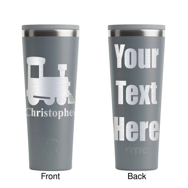 Trains Grey RTIC Everyday Tumbler - 28 oz. - Front and Back
