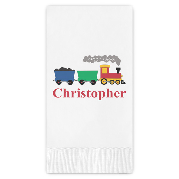 Custom Trains Guest Napkins - Full Color - Embossed Edge (Personalized)