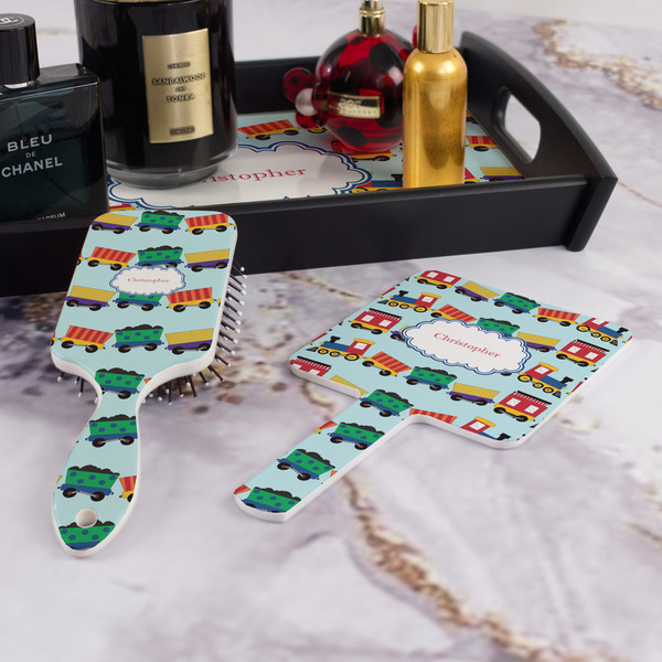 Trains Hair Brush and Hand Mirror - Bathroom Scene