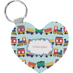Trains Heart Plastic Keychain w/ Name or Text