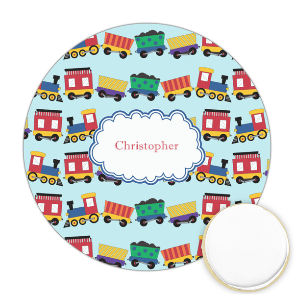 Custom Trains Printed Cookie Topper - Round (Personalized)