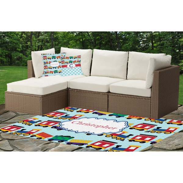 Trains Outdoor Mat & Cushions