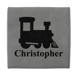 Trains Jewelry Gift Box - Engraved Leather Lid (Personalized)