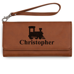 Trains Ladies Leatherette Wallet - Laser Engraved - Rawhide (Personalized)
