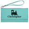 Trains Ladies Wallet - Leather - Teal - Front View