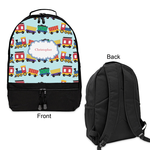 Trains Large Backpack - Black - Front & Back View
