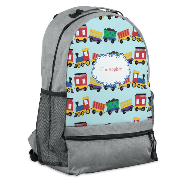 Custom Trains Backpack - Grey (Personalized)