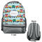 Trains Large Backpack - Gray - Front & Back View