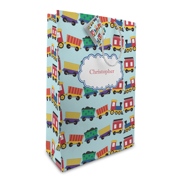Custom Trains Large Gift Bag (Personalized)