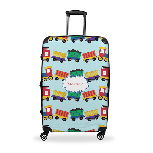 Custom Trains Suitcase - 28" Large - Checked w/ Name or Text