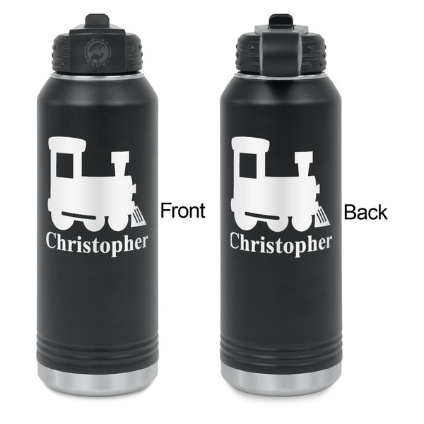 Trains Laser Engraved Water Bottles - Front & Back Engraving - Front & Back View