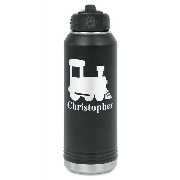 Custom Trains Water Bottle - Laser Engraved - Front (Personalized)