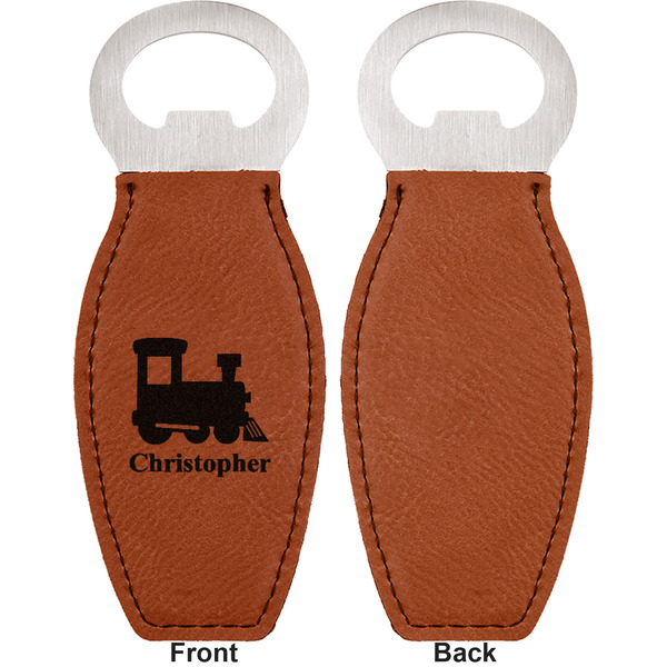 Trains Leather Bar Bottle Opener - Front and Back (single sided)