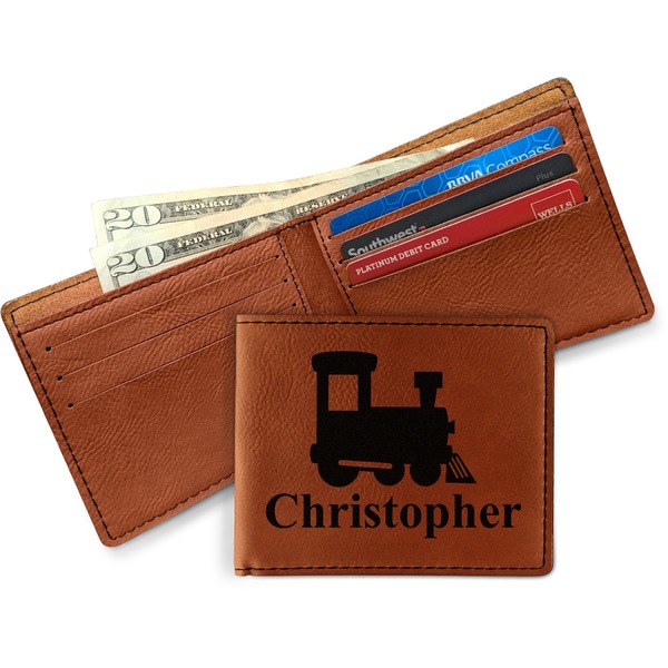 Trains Leather Bifold Wallet - Main