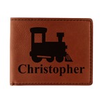 Trains Leatherette Bifold Wallet - Single Sided (Personalized)