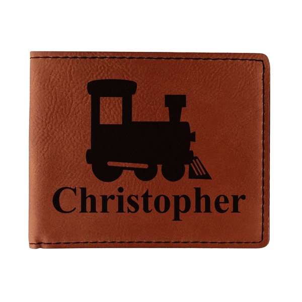 Custom Trains Leatherette Bifold Wallet (Personalized)