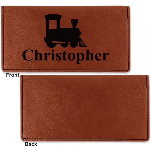 Trains Leather Checkbook Holder Front and Back Single Sided - Apvl