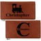 Trains Leather Checkbook Holder Front and Back