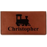 Trains Leatherette Checkbook Holder - Double Sided (Personalized)