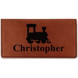 Trains Leatherette Checkbook Holder (Personalized)