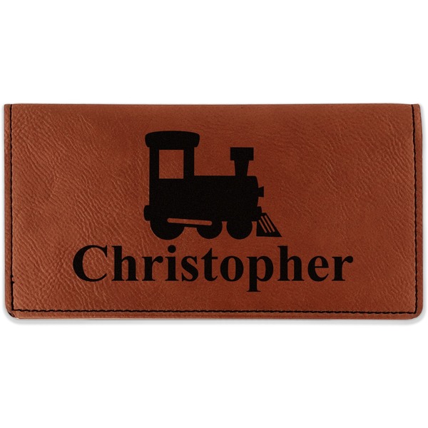 Custom Trains Leatherette Checkbook Holder - Double Sided (Personalized)