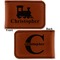 Trains Leatherette Magnetic Money Clip - Front and Back