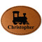 Trains Faux Leather Iron On Patch - Oval (Personalized)