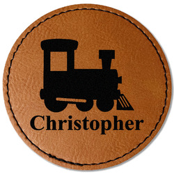 Trains Faux Leather Iron On Patch - Round (Personalized)