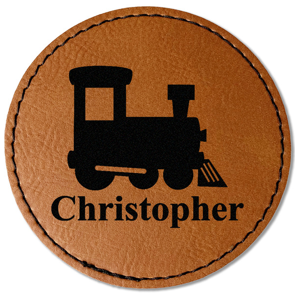 Custom Trains Faux Leather Iron On Patch - Round (Personalized)