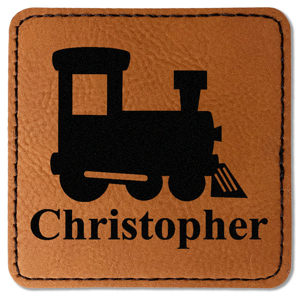 Custom Trains Faux Leather Iron On Patch - Square (Personalized)