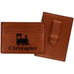 Trains Leatherette Wallet with Money Clip (Personalized)