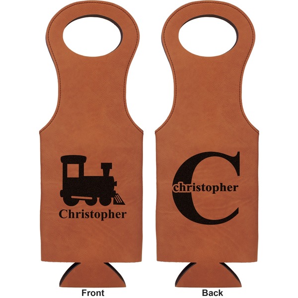 Trains Leatherette Wine Tote Double Sided - Front and Back