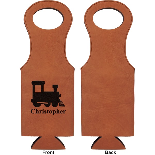 Trains Leatherette Wine Tote Single Sided - Front and Back